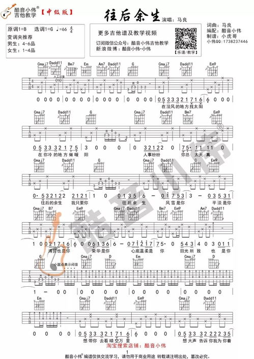 往后余生吉他谱(往后余生吉他谱c调简单版) 往后余生吉他谱(往后余生吉他谱c调简单版)